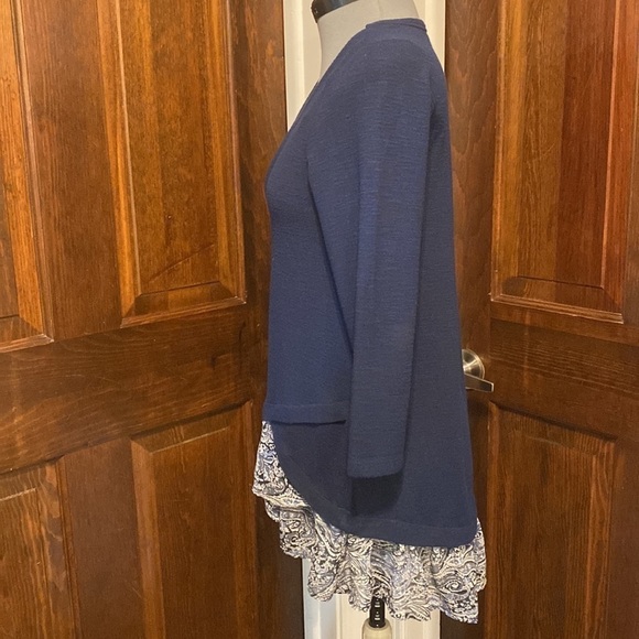 Westport blue High-Low Layered Paisley Print Top - Picture 4 of 6